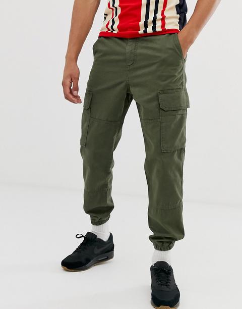new look khaki cargo trousers