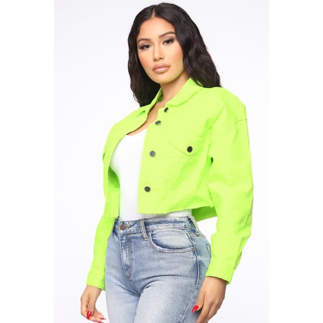 neon green denim jacket