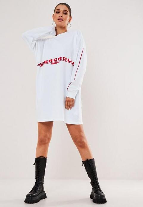 White Oversized Underground Sweater Dress, White