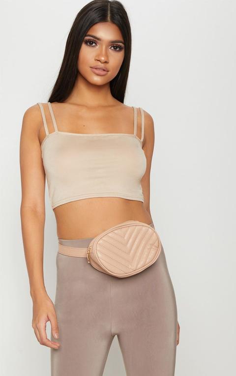 Basic Nude Jersey Double Strap Crop Top
