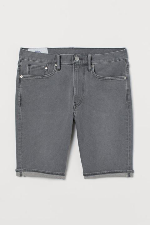 Slim Denim Shorts - Grey