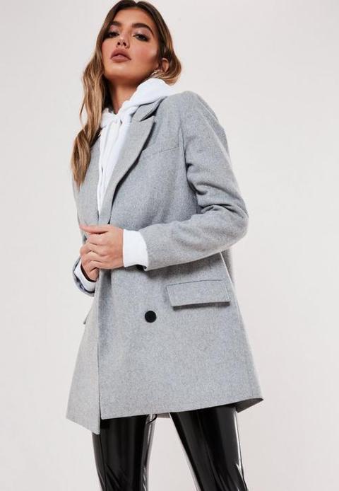 Grey Oversized Boyfriend Blazer Coat, Grey