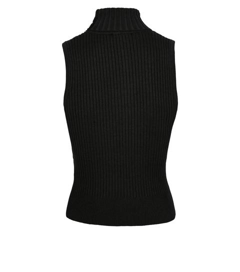 Black Ribbed Knit Sleeveless High Neck Top New Look