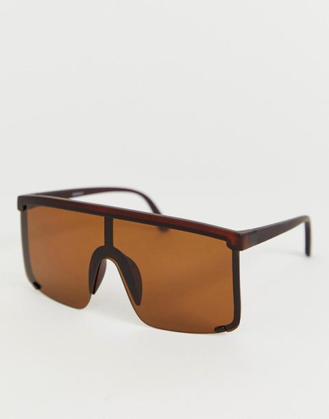 Asos Design Oversized Visor Sunglasses-brown