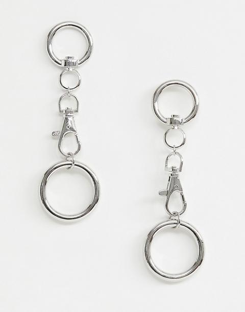 Asos Design Earrings With Open Link And Hardware Design In Silver