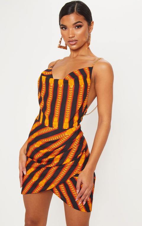 chain print bodycon dress