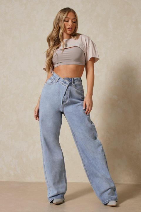 Womens Slouch Dropped Waist Baggy Jeans Light Blue