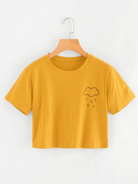 Camiseta Con Estampado De Lluvia