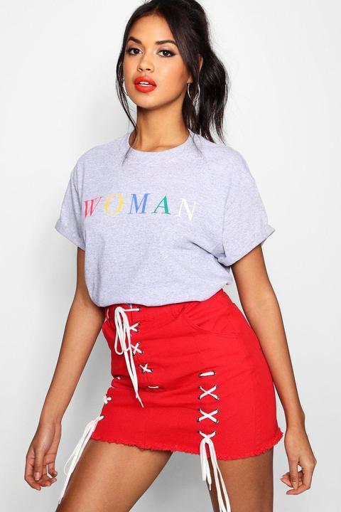 Tall T-shirt Da Con Scritta Arcobaleno