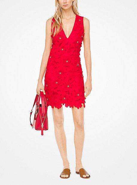 Vestido De Encaje Con Apliques Florales