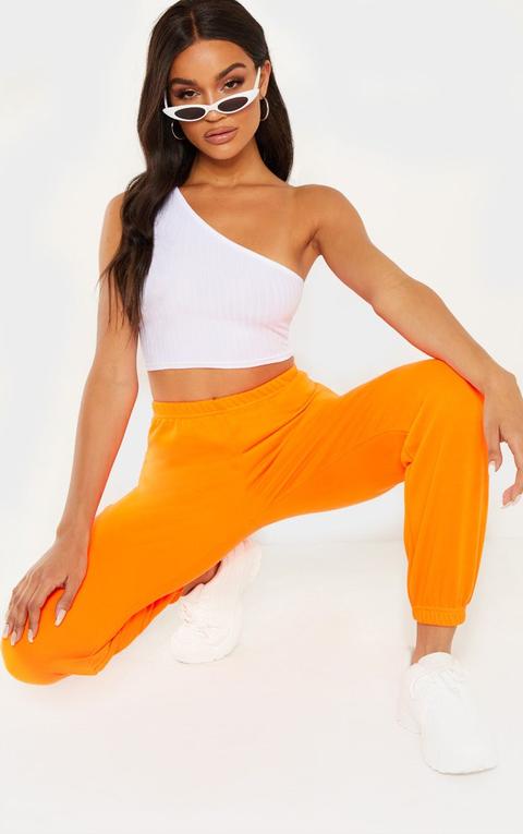 Neon Orange Basic Cuffed Hem Jogger, Neon Orange