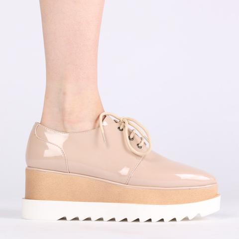 Maya Chunky Cleated Flatforms In Nude Patent