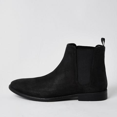 Black Leather Chelsea Boots