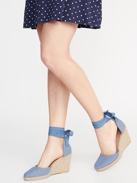 chambray espadrille wedges