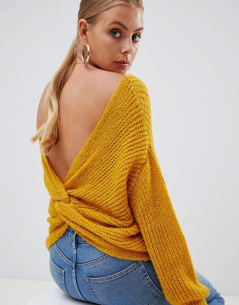 Missguided Twist Back Jumper - Mustard