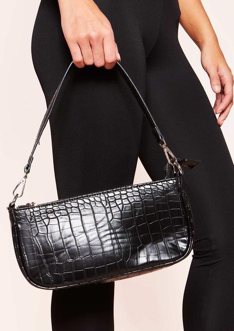 black croc shoulder bag