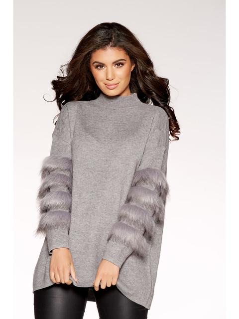 Grey Knitted Turtle Neck Jumper