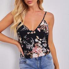 Top De Tirantes Floral De Cuello V