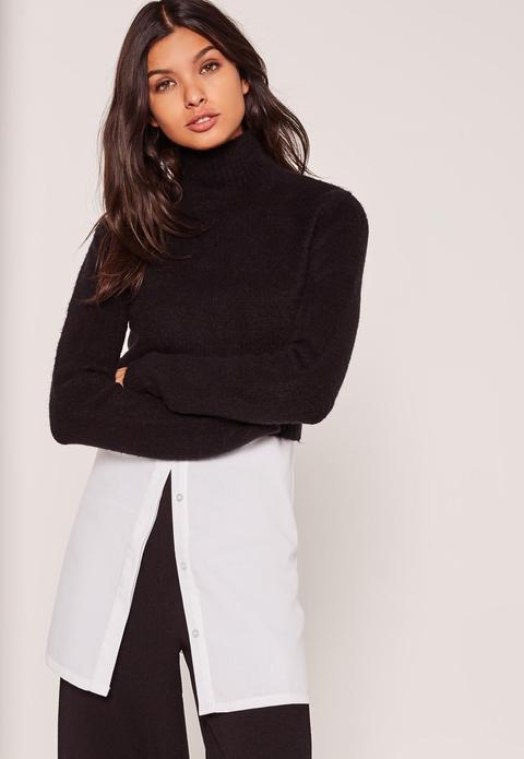 Black Turtle Neck Fluffy Jumper