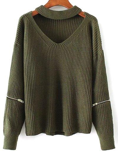 Cut Out Chunky Choker Sweater