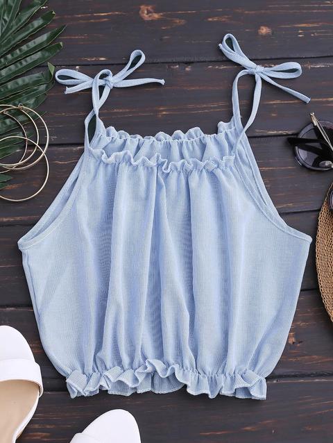 Top Corto A Righe Con Spalline Annodate Stripe