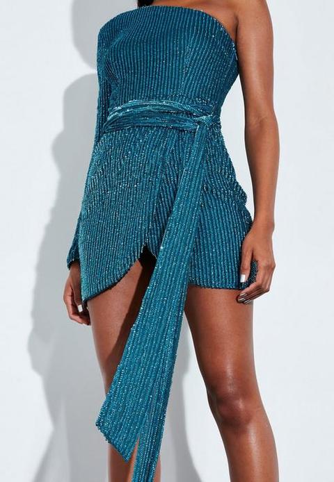 missguided blue sequin dress