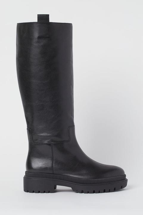 Botas De Piel - Negro