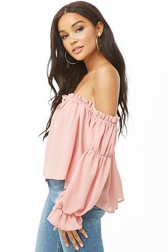 forever 21 pink off the shoulder top