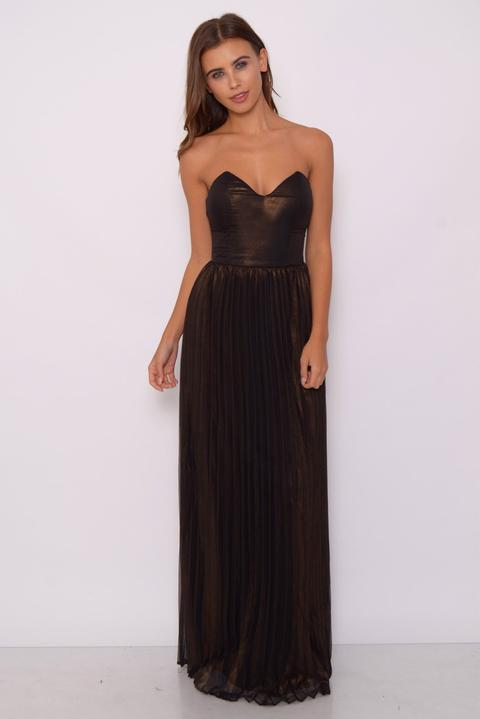 Bronze Pleated Maxi Dress