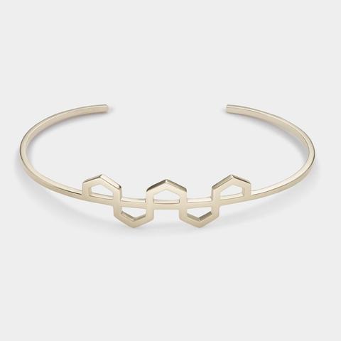 Essentielle Gold Hexagons Pattern Cuff Bracelet