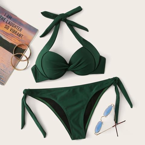 Set Bikini Top Contorto E Nodo Laterale