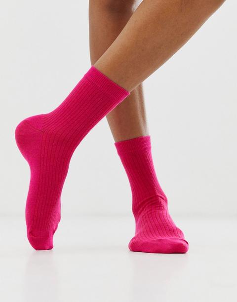 Asos Design Rib Ankle Socks-pink
