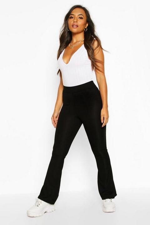 Womens Petite Basic Rib Flares - Black - 4, Black