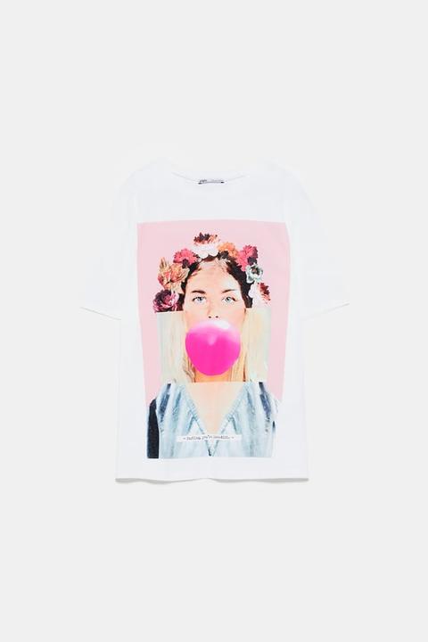 t shirt with front print zara