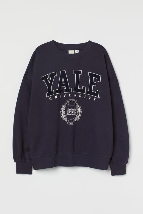 Sudadera Con Motivo Estampado - Azul