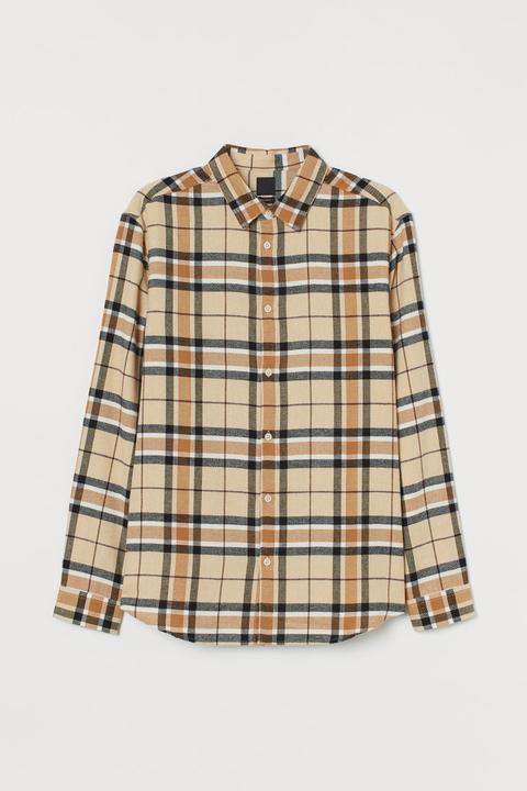 Checked Shirt Regular Fit - Beige