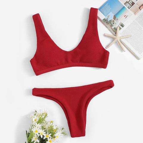 Set Bikinii A Vita Bassa Con Collo Rotondo