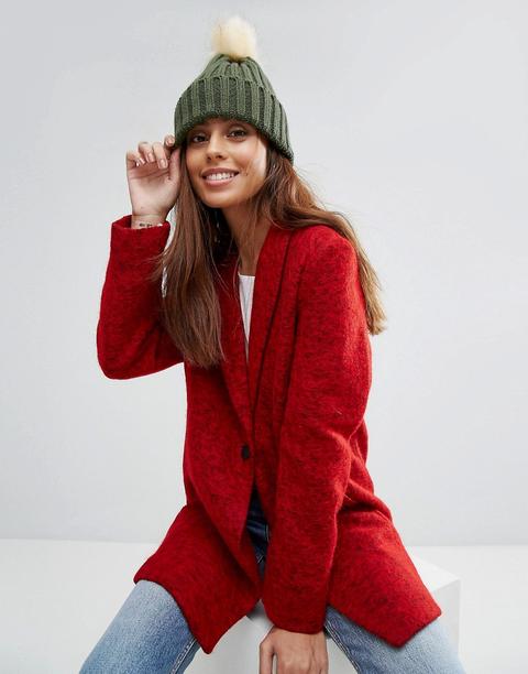 Gorro De Punto Con Pompón De 7x-verde