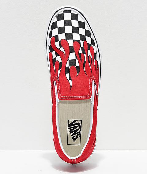 vans checkerboard red flame