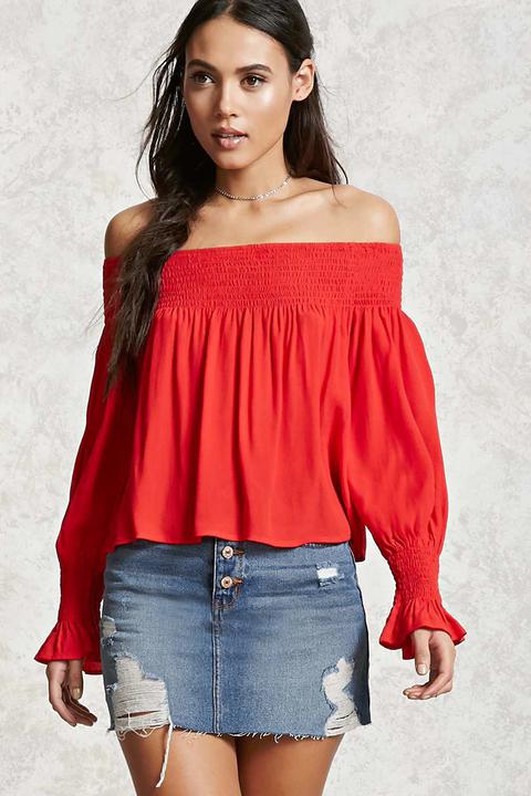 Smocked Off-the-shoulder Top