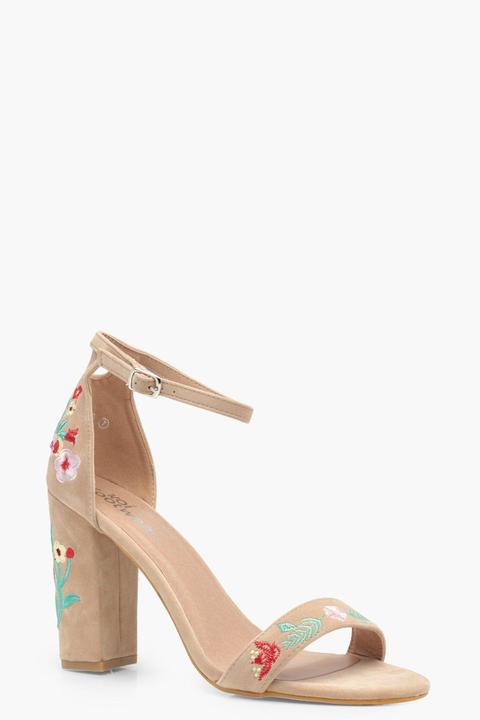 embroidered block heels
