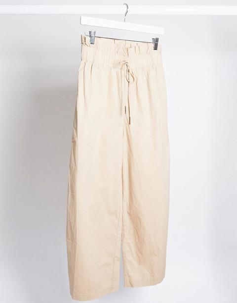 Pantalones Cargo Con Cinturilla Paperbag En Beis De Noisy May