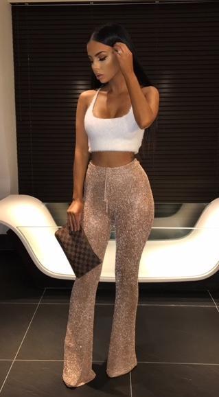 Petite Francesca Metallic Trousers - Rose Gold