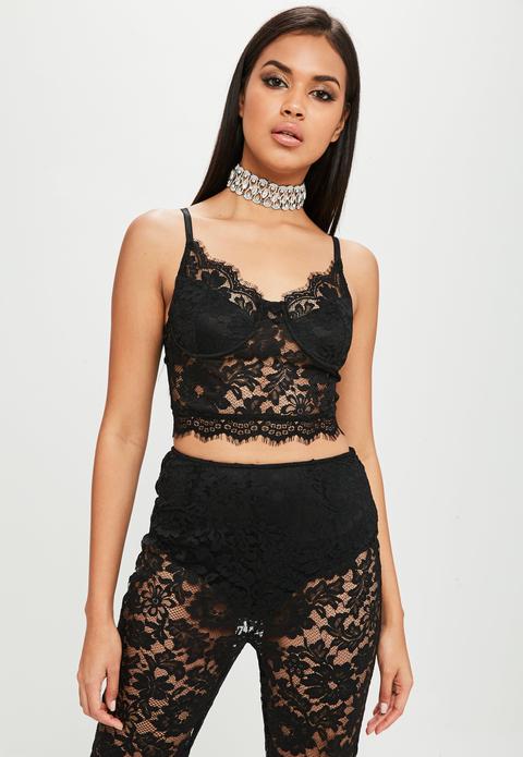 Carli Bybel X Missguided Black Lace Bralet