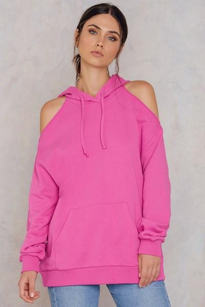 Na-kd Urban Cold Shoulder Hoodie - Pink