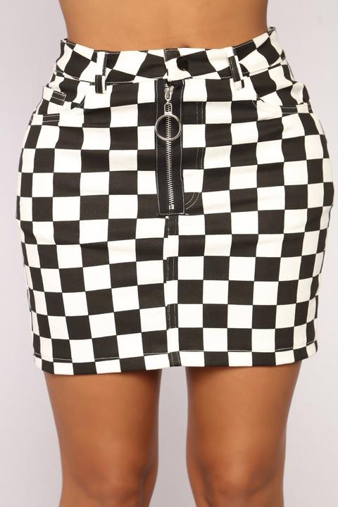 Kira Checkered Skirt - Black/white