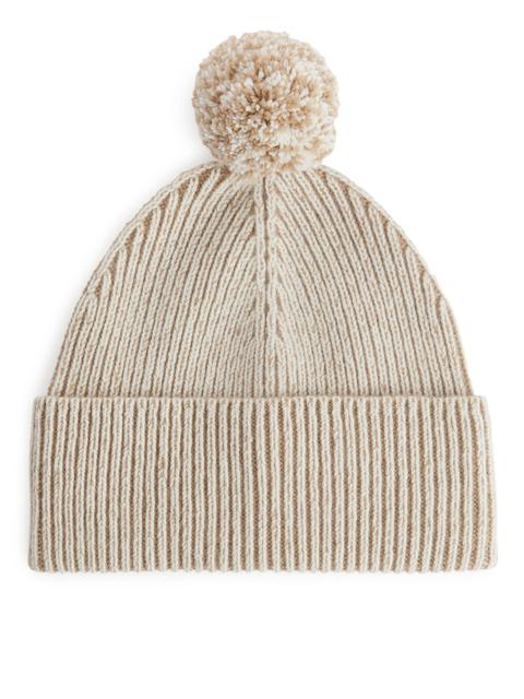 Pom-pom Wool Beanie - White