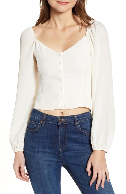 Smocked Back Button Front Top