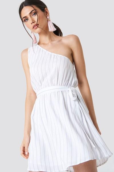 Schanna X Na-kd One Shoulder Tie Dress - White