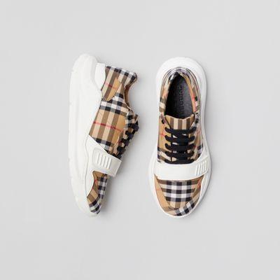 Sneaker In Cotone Con Motivo Vintage Check